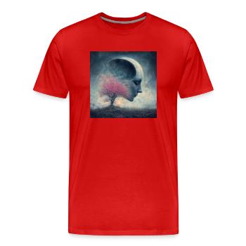 Peace of mind - Men's Premium Organic T-Shirt - red - Front - Damien (186cm)