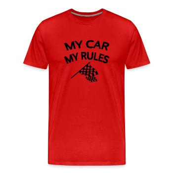 Car - Men's Premium Organic T-Shirt - red - Front - Damien (186cm)