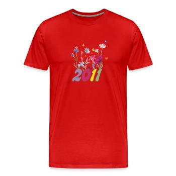 Geburtsjahr 2011 Wildblumen - Männer Premium Bio T-Shirt - Rot - Vorne - Damien (186cm)