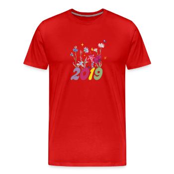 Geburtsjahr 2019 Wildblumen - Männer Premium Bio T-Shirt - Rot - Vorne - Damien (186cm)