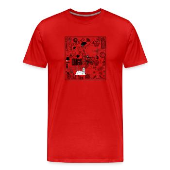 Iconic London Sketch Design - Men's Premium Organic T-Shirt - red - Front - Damien (186cm)