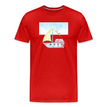 Watercolour Sailboat Illustration - Nautical Theme - Men's Premium Organic T-Shirt - red - Front - Damien (186cm)