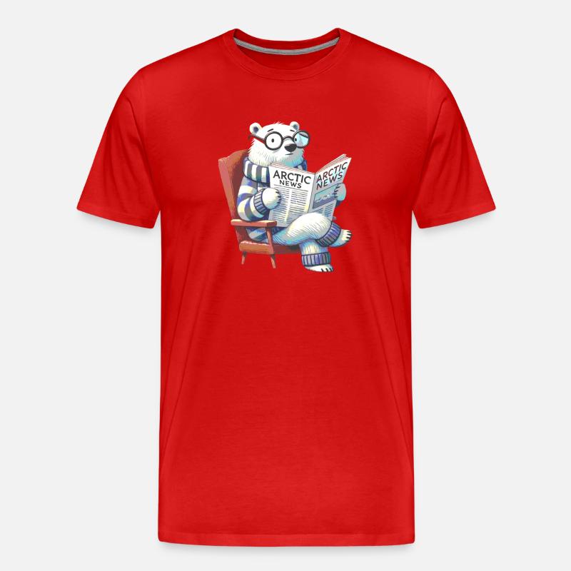Eisbär liest Zeitung - Männer Premium Bio T-Shirt - Rot