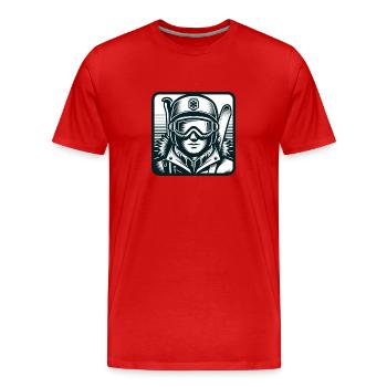 Ski Instructor Gifts - Men's Premium Organic T-Shirt - red - Front - Damien (186cm)