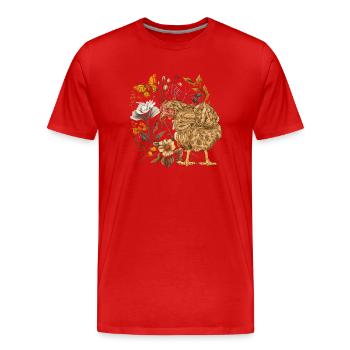 poulet, poulet, poule, nature, amoureux des animaux, amoureux des animaux - T-shirt bio Premium Homme - rouge - Devant - Damien (186cm)