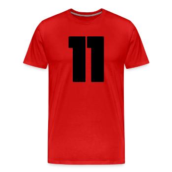 Numéro 11 Numéro Onze - T-shirt bio Premium Homme - rouge - Devant - Damien (186cm)