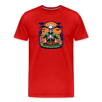 Halloween Grilling Grill Master Gift Skeleton - Men's Premium Organic T-Shirt - red - Front - Damien (186cm)