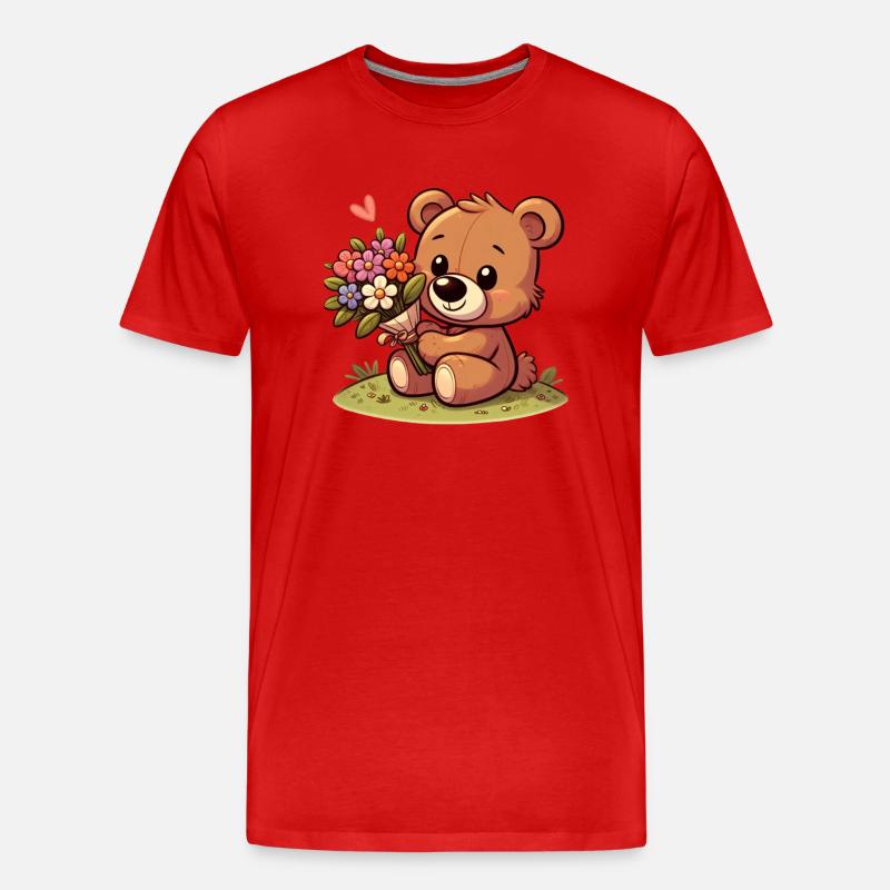 Teddybär 4 - Männer Premium Bio T-Shirt - Rot