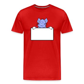 Jolie petite chatte jetant un coup d’œil caché derrière le mur - T-shirt bio Premium Homme - rouge - Devant - Damien (186cm)