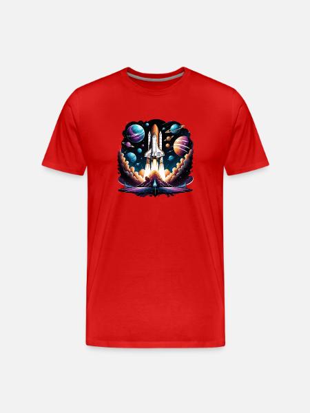 Rocket Astronaut Space Gift SpaceShuttle - Men's Premium Organic T-Shirt - red