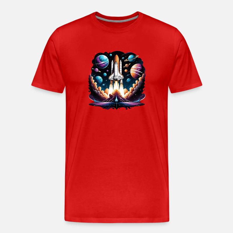Rocket Astronaut Space Gift SpaceShuttle - Men's Premium Organic T-Shirt - red