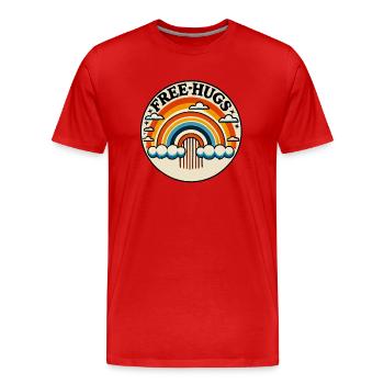 Kostenlose Umarmungen - Männer Premium Bio T-Shirt - Rot - Vorne - Damien (186cm)