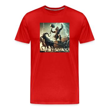 Thor, Viking and Germanic god - Men's Premium Organic T-Shirt - red - Front - Damien (186cm)