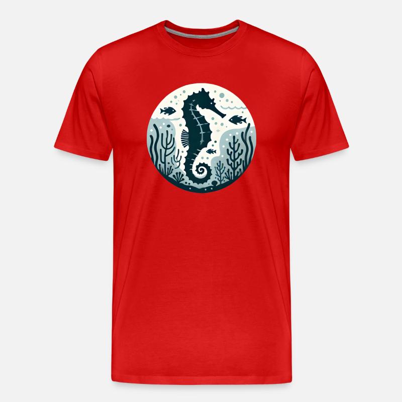 Seepferd - Männer Premium Bio T-Shirt - Rot