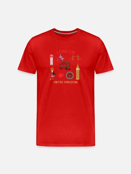 Monuments de Londres sur le thème du voyage - T-shirt bio Premium Homme - rouge