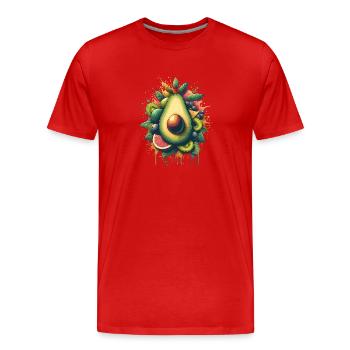 Avocado Fruit Painting Flowing Paint - Men's Premium Organic T-Shirt - red - Front - Damien (186cm)