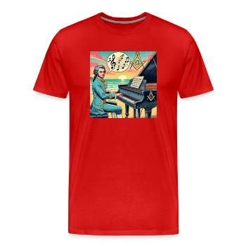 Mozart war Freimaurer - Männer Premium Bio T-Shirt - Rot - Vorne - Damien (186cm)