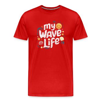My wave life - T-shirt bio Premium Homme - rouge - Devant - Damien (186cm)