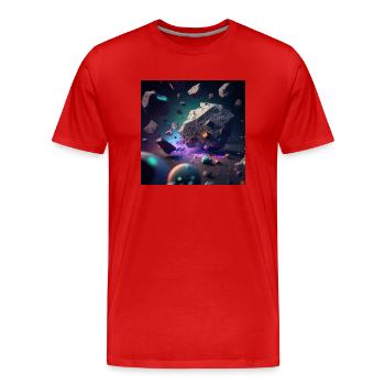 Weltraumschrott - Männer Premium Bio T-Shirt - Rot - Vorne - Damien (186cm)
