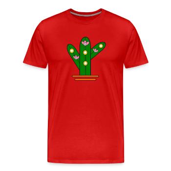 Glowing cactus - Männer Premium Bio T-Shirt - Rot - Vorne - Damien (186cm)