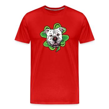 Bande dessinée Bouledogue chanceux avec coccinelle - T-shirt bio Premium Homme - rouge - Devant - Damien (186cm)