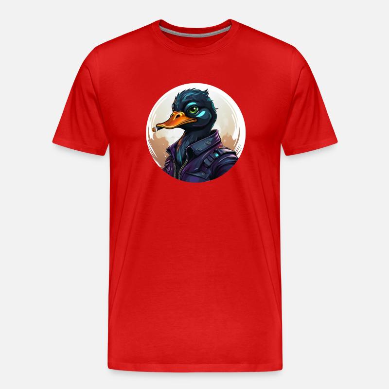 ente mit zigarre - Männer Premium Bio T-Shirt - Rot
