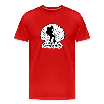 Chemin de Saint Jacques de Compostelle - T-shirt bio Premium Homme - rouge - Devant - Damien (186cm)