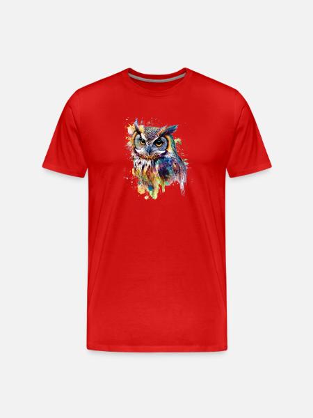 Eule als Symbol der Weisheit - Herre Premium T-shirt økologisk - rød