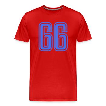 66 - Männer Premium Bio T-Shirt - Rot - Vorne - Damien (186cm)