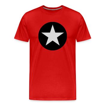Stern Sticker - Männer Premium Bio T-Shirt - Rot - Vorne - Damien (186cm)