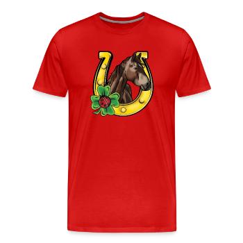 Comic Pony in Happiness - Men's Premium Organic T-Shirt - red - Front - Damien (186cm)