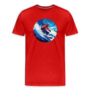 Fühl den Rausch im Schnee: Dein Abenteuertag begin - Männer Premium Bio T-Shirt - Rot - Vorne - Damien (186cm)