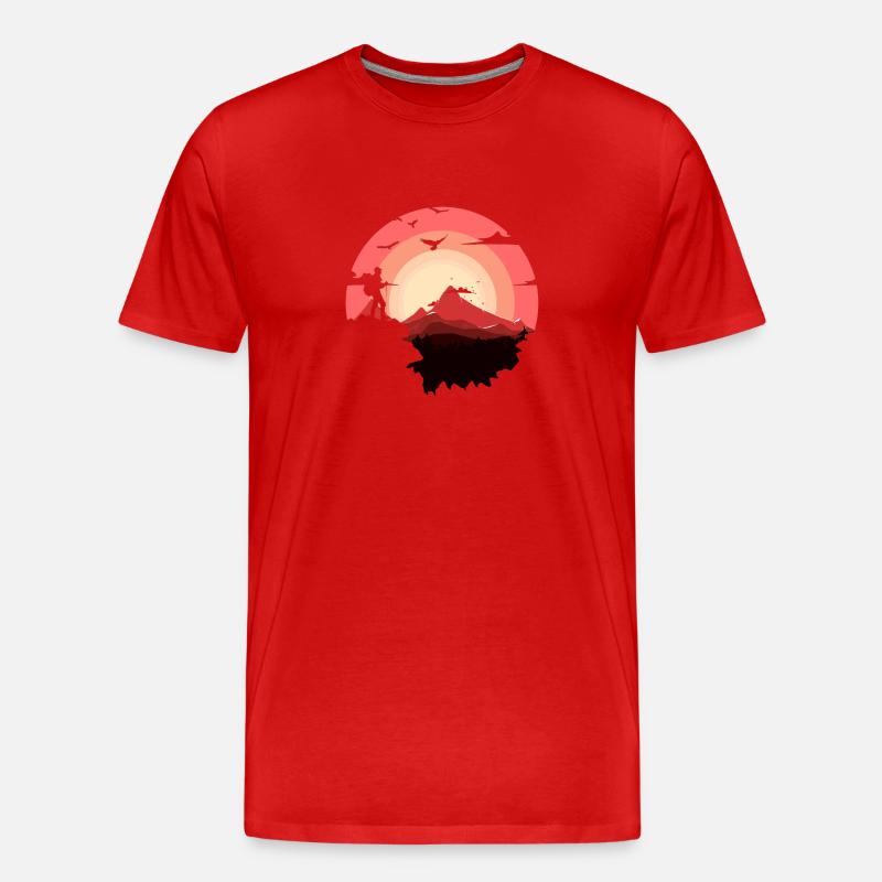 Coucher de soleil escalade - T-shirt bio Premium Homme - rouge
