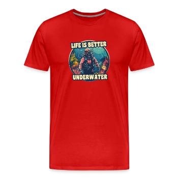 Das Leben ist besser unter Wasser 3 - Männer Premium Bio T-Shirt - Rot - Vorne - Damien (186cm)