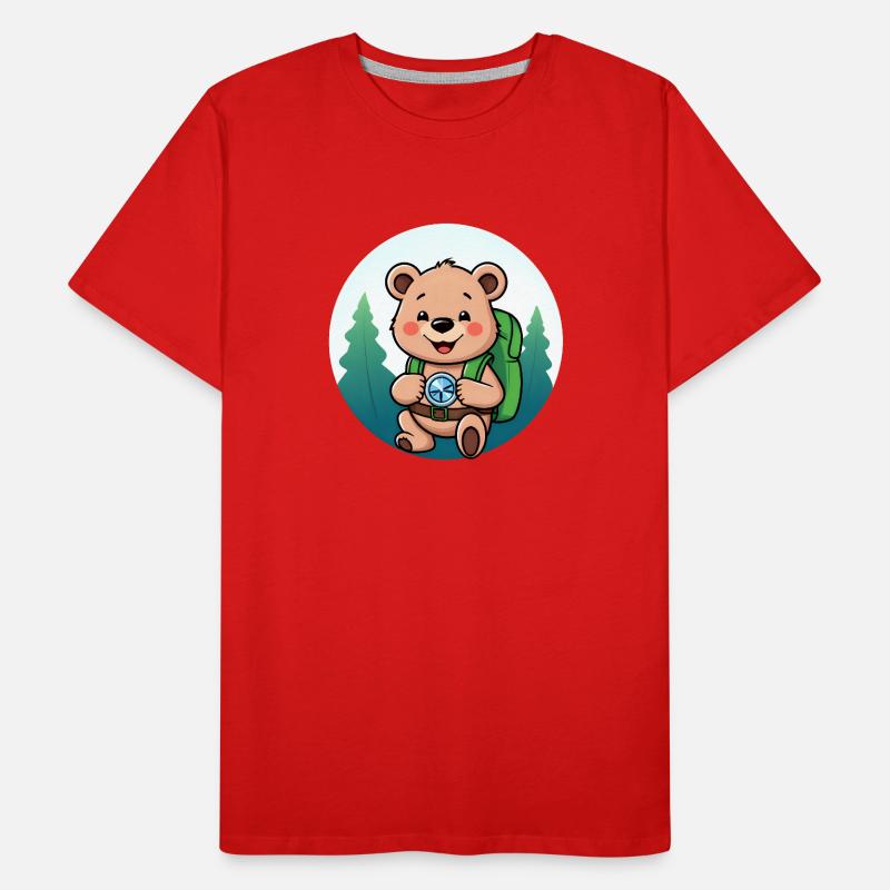 Cozy Bear Exploring Forest Path Men's Premium Organic T-Shirt