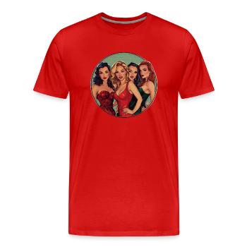Eleganter Abend mit den besten Freundinnen - Männer Premium Bio T-Shirt - Rot - Vorne - Damien (186cm)