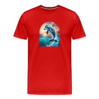 A dolphin coming out of the sea - Men's Premium Organic T-Shirt - red - Front - Damien (186cm)