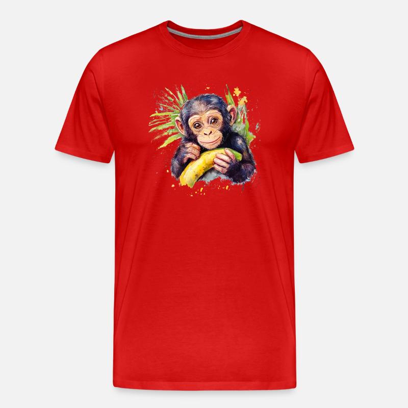 Von Schimpansen und Menschen - Männer Premium Bio T-Shirt - Rot