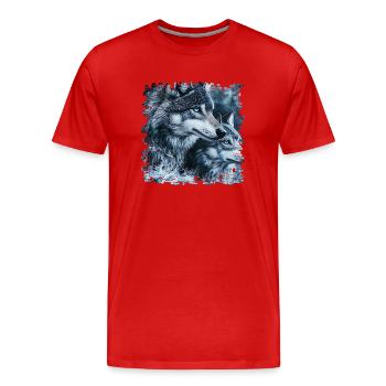 The fear of wolves is anchored in our genes - Men's Premium Organic T-Shirt - red - Front - Damien (186cm)