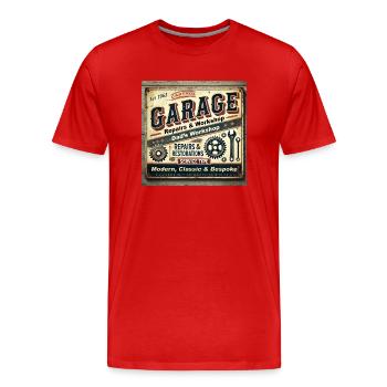 Dads Workshop - Men's Premium Organic T-Shirt - red - Front - Damien (186cm)