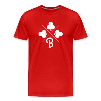 Lettre b trèfle porte bonheur - T-shirt bio Premium Homme - rouge - Devant - Damien (186cm)