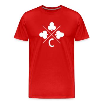 Lettre c trèfle porte bonheur - T-shirt bio Premium Homme - rouge - Devant - Damien (186cm)