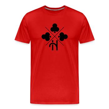 Lettre h trèfle porte bonheur - T-shirt bio Premium Homme - rouge - Devant - Damien (186cm)