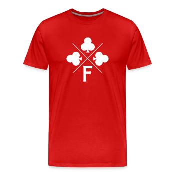 Lettre f trèfle porte bonheur - T-shirt bio Premium Homme - rouge - Devant - Damien (186cm)