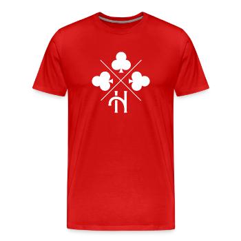 Lettre h trèfle porte bonheur - T-shirt bio Premium Homme - rouge - Devant - Damien (186cm)