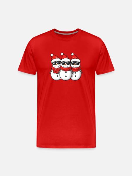 Cool Snowman Christmas - Men's Premium Organic T-Shirt - red