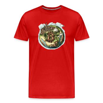 Bitcoin World : une nouvelle ère de la finance ! - T-shirt bio Premium Homme - rouge - Devant - Damien (186cm)