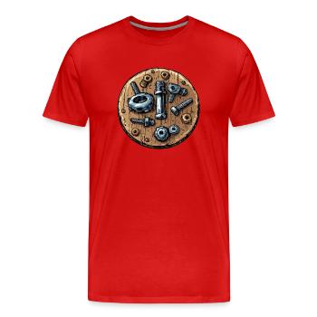 Vis et écrous : l’artisanat avec le cœur ! - T-shirt bio Premium Homme - rouge - Devant - Damien (186cm)