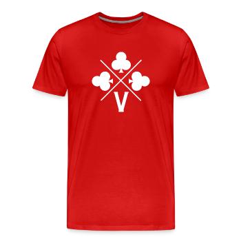 Lettre v trèfle porte bonheur - T-shirt bio Premium Homme - rouge - Devant - Damien (186cm)