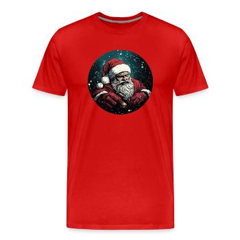 Puissant Père Noël dans une averse de neige - T-shirt bio Premium Homme - rouge - Devant - Damien (186cm)
